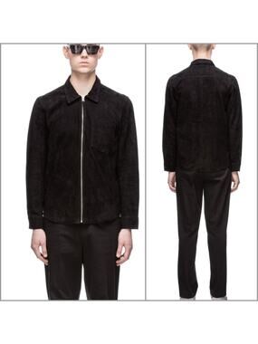 OUR LEGACY Black Suede Zip Up Shirt Jacket Size 48 $875